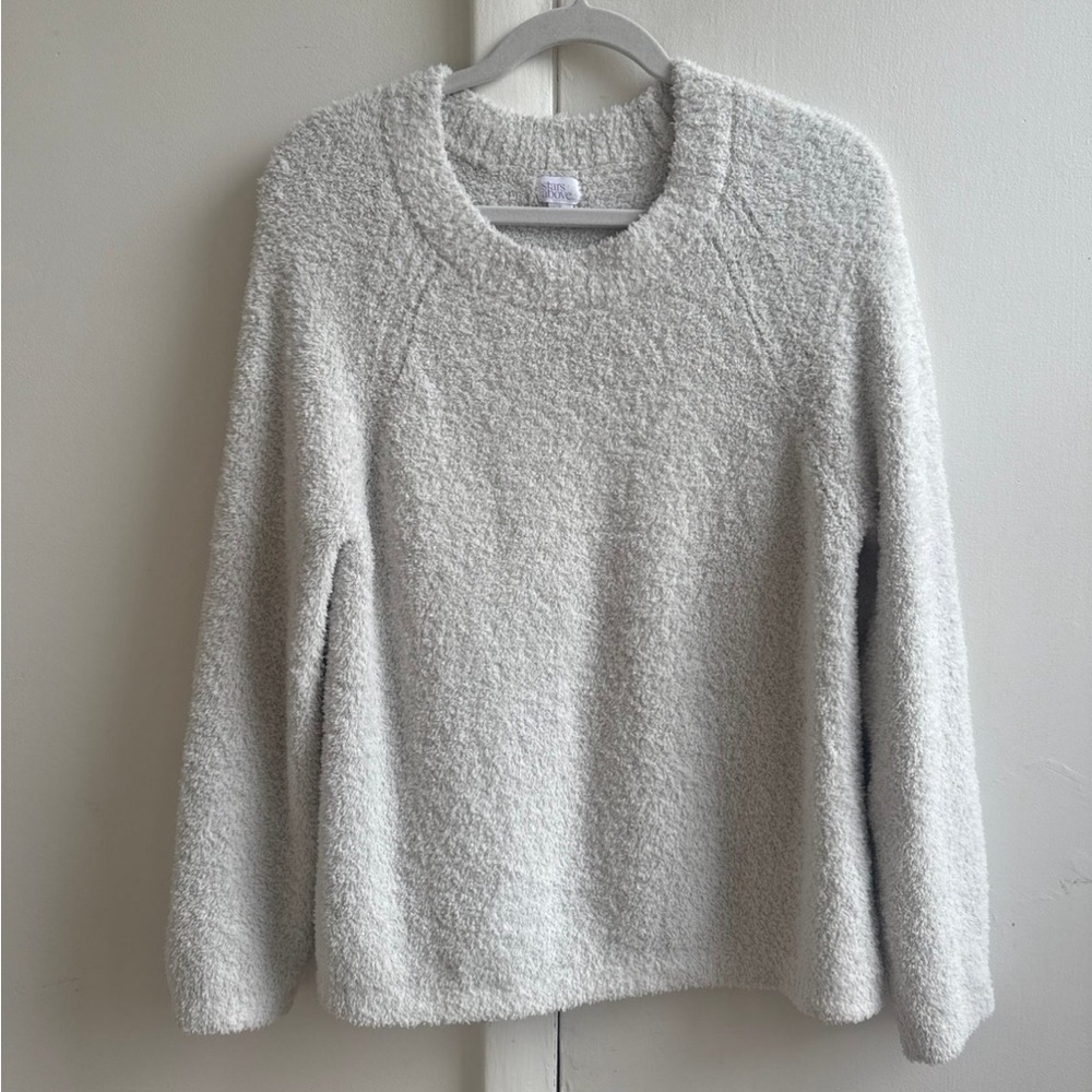 Stars Above White Textured Knit Crew Neck Sweater